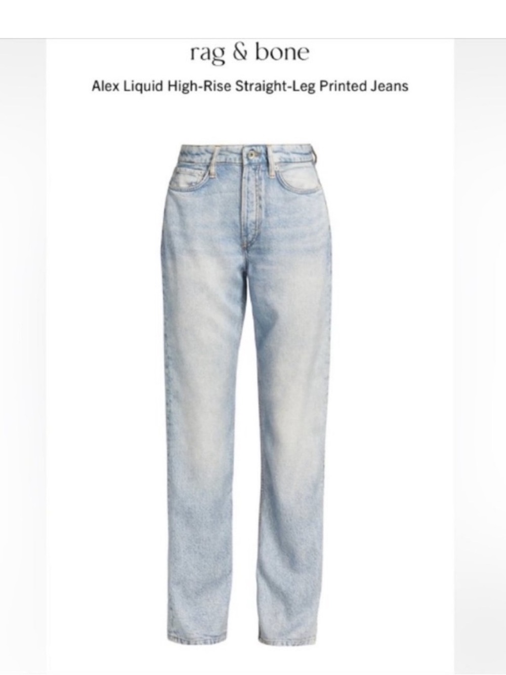 New Rag & Bone Alex Liquid High Rise Straight - Picture 3 of 13